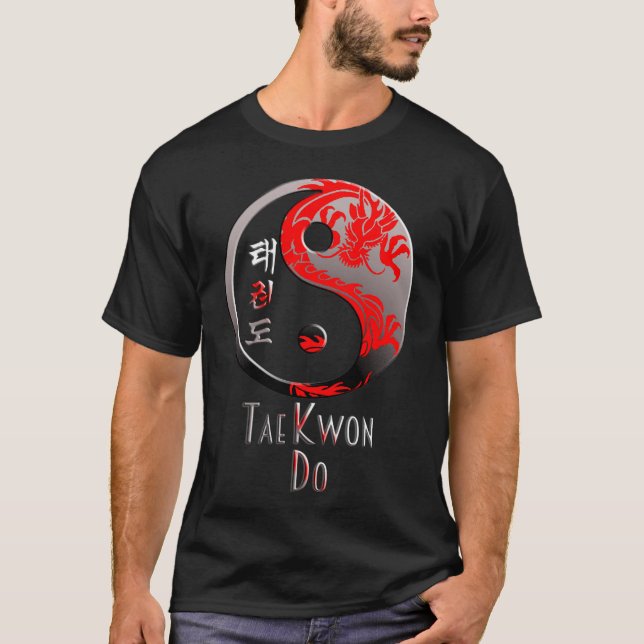 Tae Kwon Do Red Dragon - Martial Arts Warrior T Shirt (Framsida)