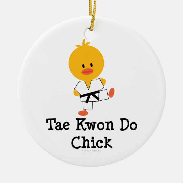 Tae Kwon gör chickprydnaden Julgransprydnad Keramik (Framsidan)
