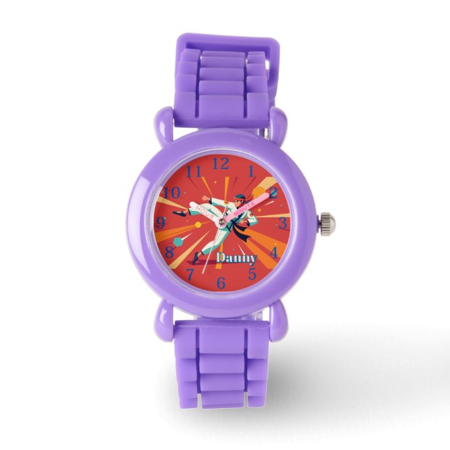 Taekwando Sport Orange editable namn Armbandsur (Framsida)