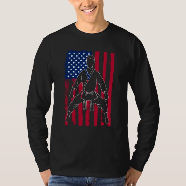 Taekwondo  American Flag Taekwondo  Patriotic T Shirt (Framsida)