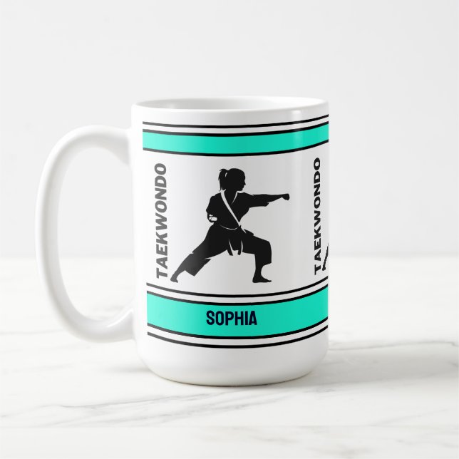 Taekwondo Birthday Gift, Taekwondo Girl Player Kaffemugg (Vänster)