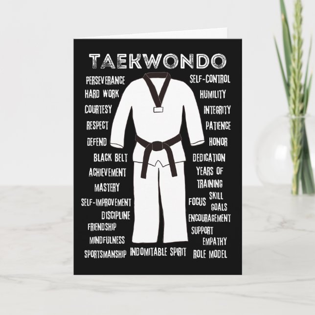 Taekwondo Black Bälte Grattis Card Kort (Framsida)