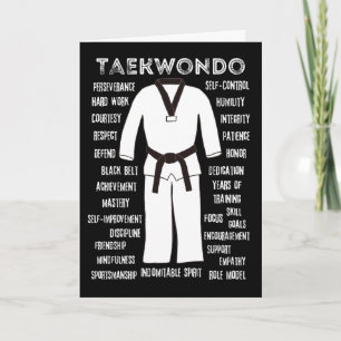 Taekwondo Black Bälte Grattis Card Kort