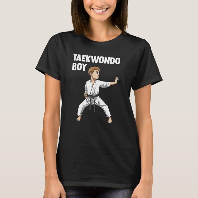 Taekwondo Boy Kid Taekwondo Fighter T Shirt (Framsida)
