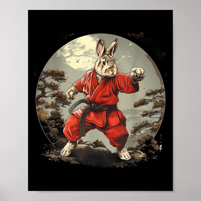 Taekwondo Bunny Rabbit Kickboxning Jiu-Jitsu Kung Poster (Framsidan)