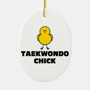 Taekwondo chick julgransprydnad keramik