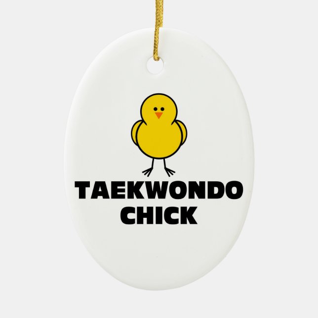 Taekwondo chick julgransprydnad keramik (Framsidan)
