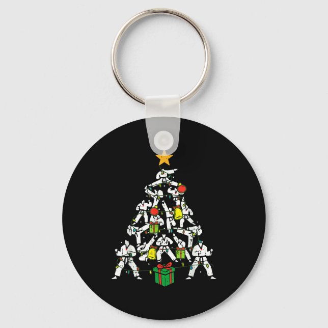 Taekwondo Christmas Tree Xmas Martial Arts Karate  Nyckelring (Framsida)