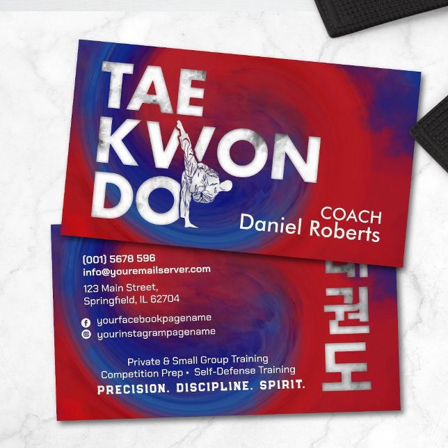 Taekwondo Coach-Hangul Symbol och High Kick Visitkort (Skapare uppladdad)