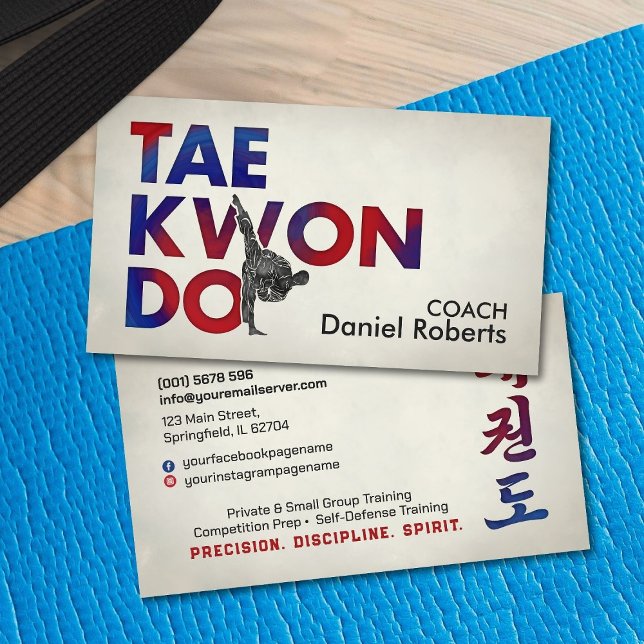 Taekwondo Coach-Hangul Symbol och High Kick Visitkort (Skapare uppladdad)