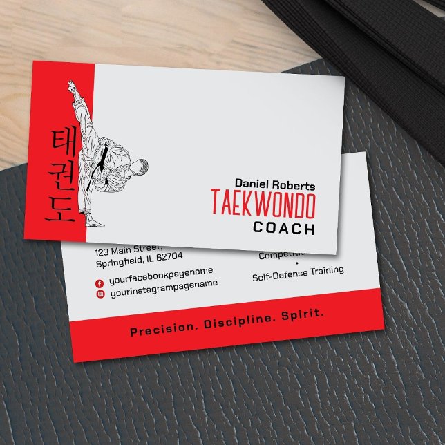 Taekwondo Coach - Martial Artist och Hangul Symbol Visitkort (Skapare uppladdad)