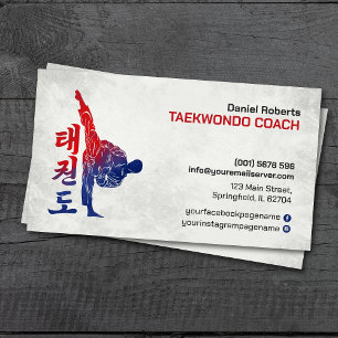 Taekwondo Coach - Martial Artist och Hangul Symbol Visitkort