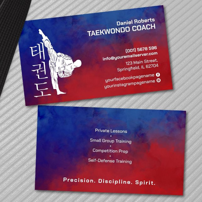 Taekwondo Coach - Martial Artist och Hangul Symbol Visitkort (Skapare uppladdad)