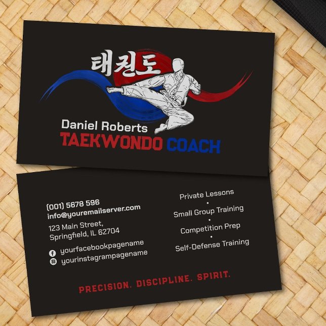 Taekwondo Coach - Taegeuk och Hangul Symbol Visitkort (Skapare uppladdad)