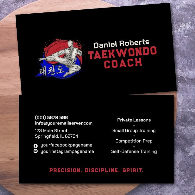 Taekwondo Coach - Taegeuk och Hangul Symbol Visitkort (Skapare uppladdad)