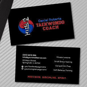 Taekwondo Coach - Taegeuk och Hangul Symbol Visitkort