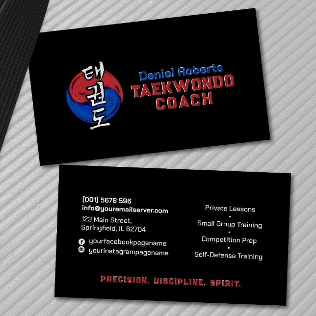Taekwondo Coach - Taegeuk och Hangul Symbol Visitkort (Skapare uppladdad)