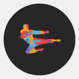 Taekwondo Colorful Martial Arts Manar Kids Boys Ka Runt Klistermärke