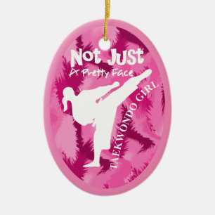 Taekwondo Cute Rosa White Girly Quote Julgransprydnad Keramik
