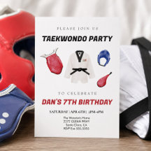 Taekwondo födelsedagsinbjudan