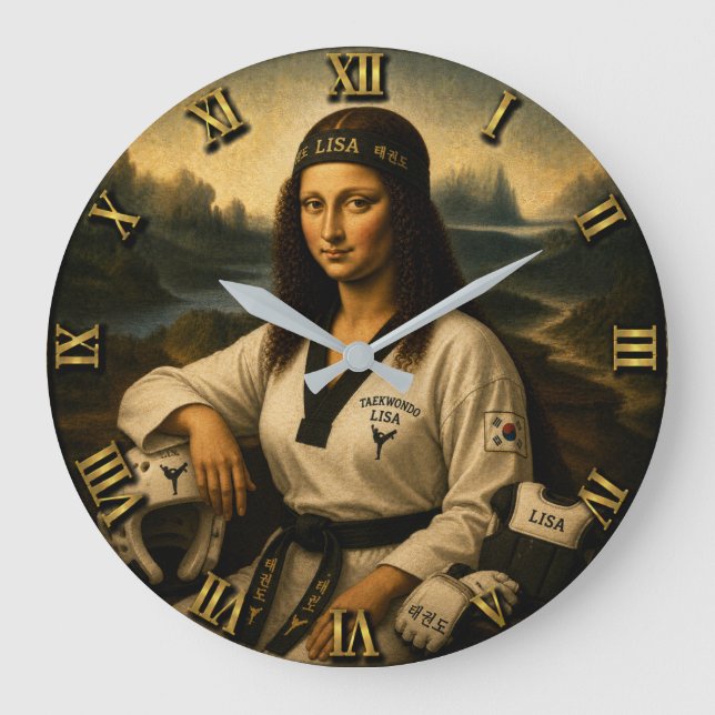 Taekwondo Funny Mona Lisa Martial Arts Gift Stor Klocka (Framsida)