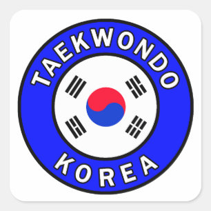 Taekwondo Fyrkantigt Klistermärke