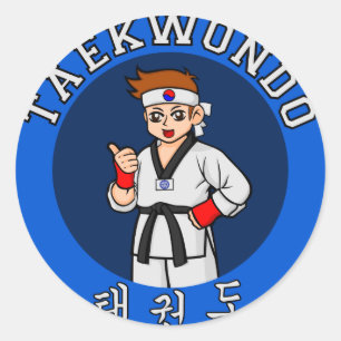 taekwondo grabbemblem runt klistermärke