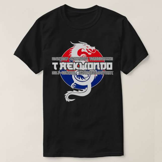 Taekwondo Graphic TKD 5 Tenets Asian Dragon Premiu T Shirt (Design framsida)