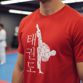 Taekwondo High Kick with Vertical Hangul T Shirt