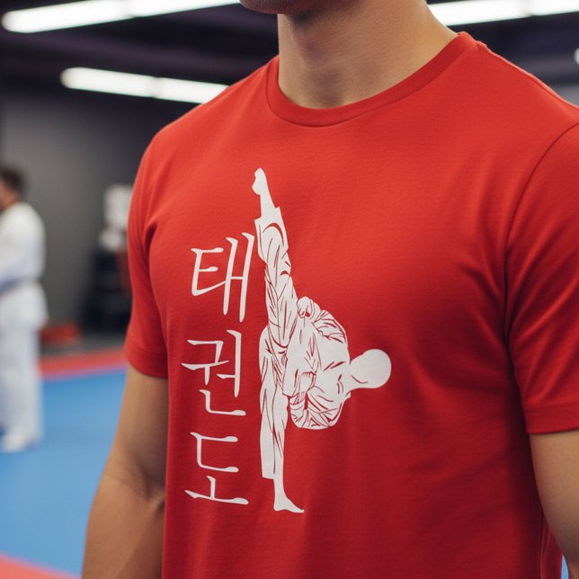 Taekwondo Högt Spark med Vertikal Hangul T Shirt (Skapare uppladdad)