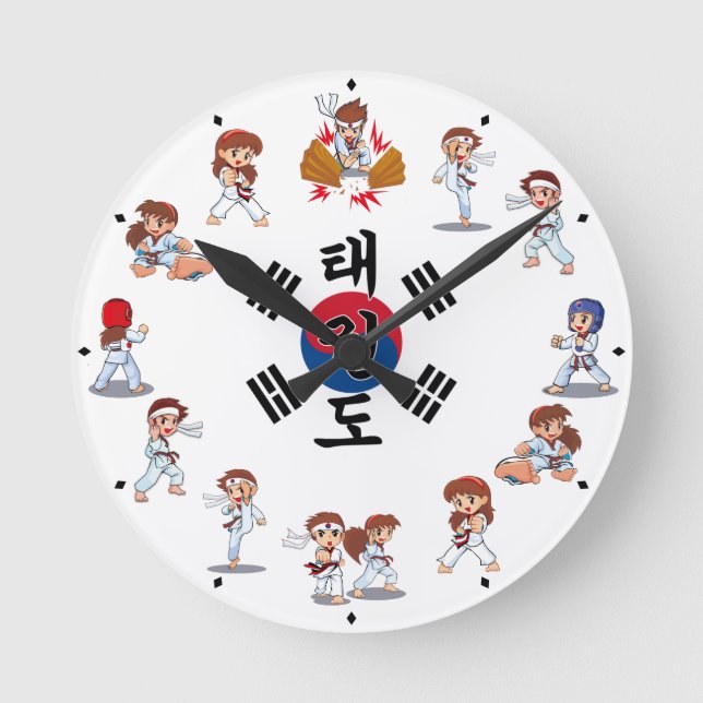 Taekwondo Horloge Rund Klocka (Framsida)