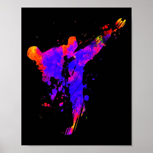 Taekwondo Jiu Jitsu Paint Splatters Kids Jujitsu J Poster (Framsidan)