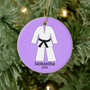 Taekwondo Karate Black Bälte Lila Personlig Julgransprydnad Keramik
