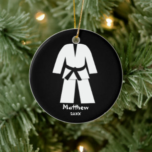 Taekwondo Karate Black Bälte Personlig Julgransprydnad Keramik