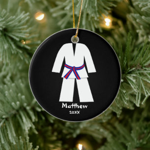 Taekwondo Karate Blue Red Bälte Personlig Julgransprydnad Keramik