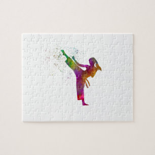 Taekwondo-karate i akvarell pussel