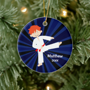 Taekwondo Karate Red Bälte Red Boy Personlig Julgransprydnad Keramik