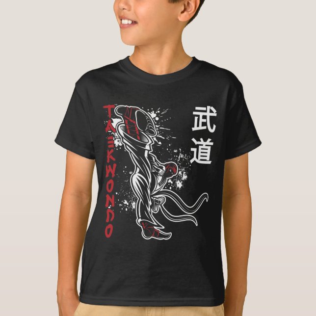 Taekwondo Kick Martial Arts T Shirt (Framsida)