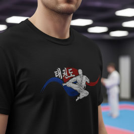 Taekwondo Kick with Flowing Taegeuk T Shirt