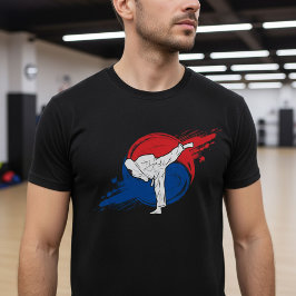 Taekwondo Kick with Korean Taegeuk Brushstroke  T Shirt