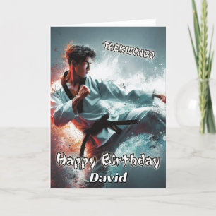Taekwondo Kicking Spirit Birthday Card Kort
