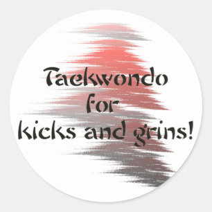 Taekwondo Kicks och Grins Round Stickers Runt Klistermärke