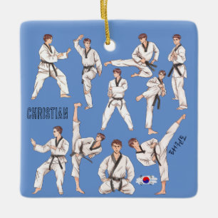 Taekwondo Koreamartialkonst 5 Tenets Ceramic Orn Julgransprydnad Keramik