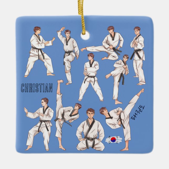 Taekwondo Koreamartialkonst 5 Tenets Ceramic Orn Julgransprydnad Keramik (Framsida)