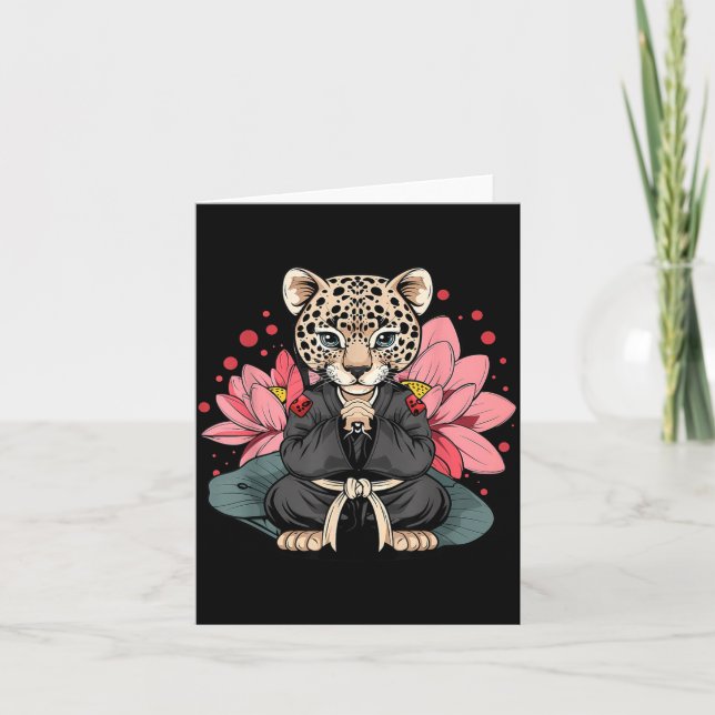 Taekwondo Leopard Kickboxing Animall Jiu-Jitsu Kort (Framsida)