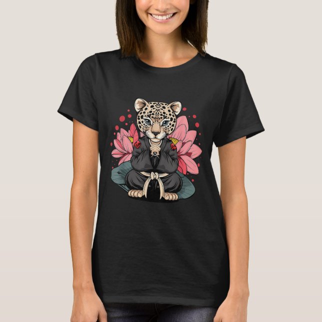 Taekwondo Leopard Kickboxing Animall Jiu-Jitsu T Shirt (Framsida)