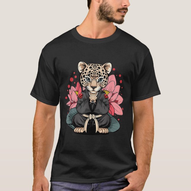 Taekwondo Leopard Kickboxing Animall Jiu-Jitsu T Shirt (Framsida)
