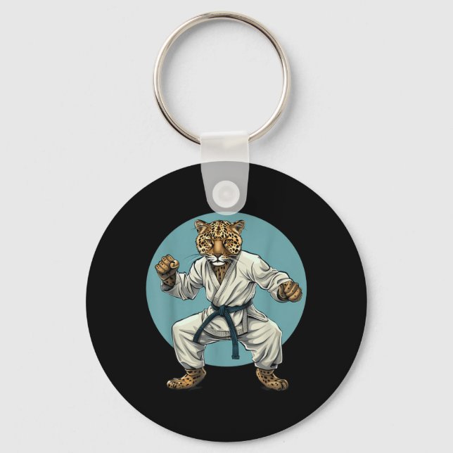 Taekwondo Leopard Kickboxning Animall Jiu-Jitsu Nyckelring (Framsida)