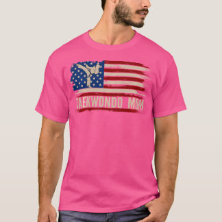 Taekwondo Mamma American USA flagga Sports of the  T Shirt