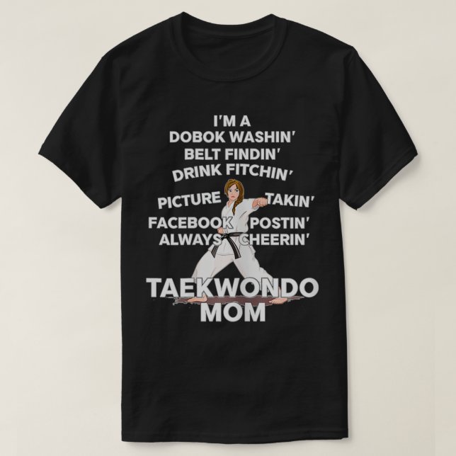 Taekwondo Mamma Black Bälte Kimono Fighter Perseve T Shirt (Design framsida)